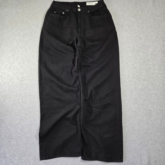 rag & bone Denim - Rag & Bone Logan Mid-Rise Wide Leg Jeans Black Denim Womens 
30